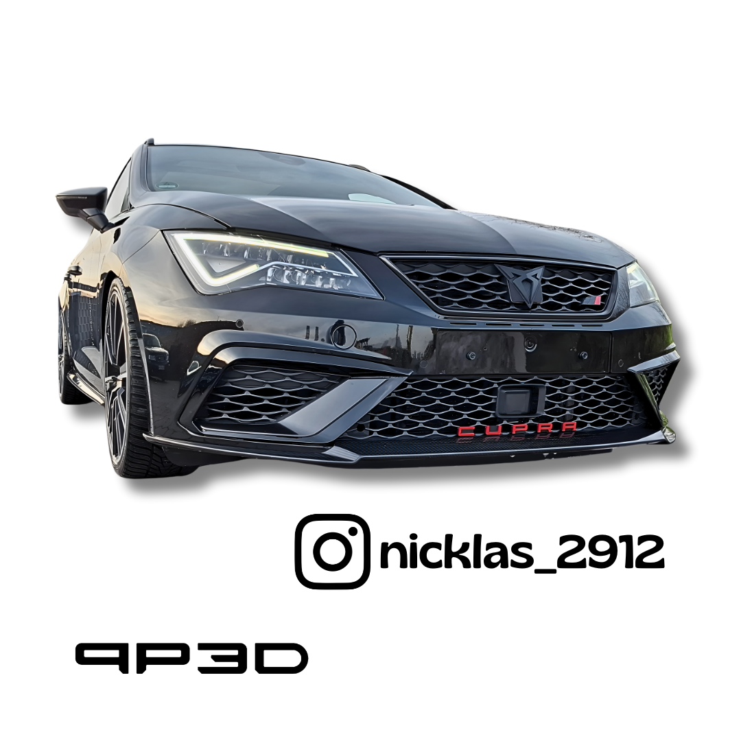 Original Cupra Schriftzug in Pure Red, Flagge und Cupra Emblem Schwarz Matt